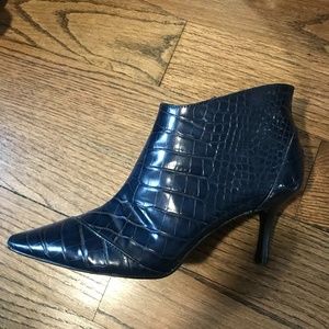 Zara Leather Crocodile Embossed Bootie